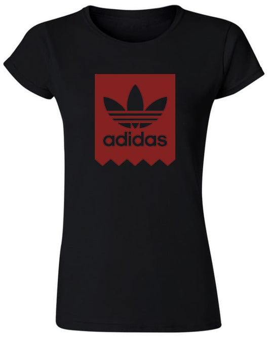 Tricou de dama NEGRU - A Rosu